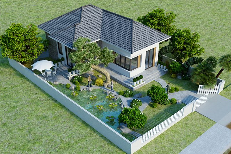 Nhà cấp 4 thiết kế hiện đại có sân vườn 